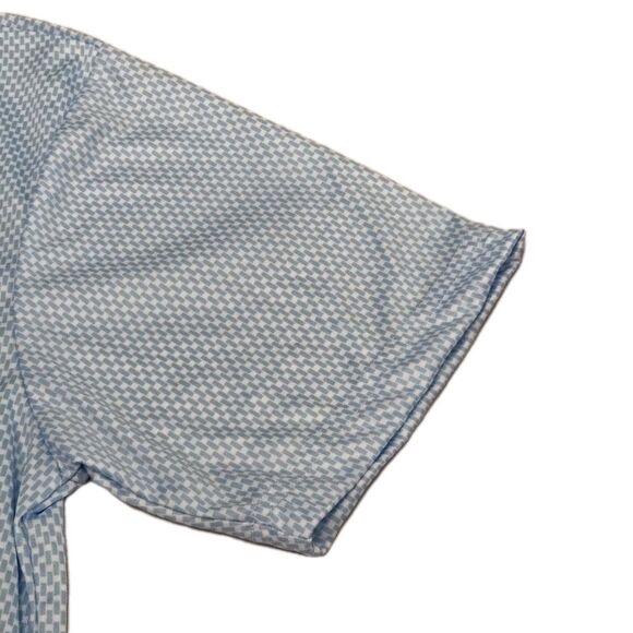 NWT Collars & Co Mens S Dress Collar Polo Shirt Light Blue Geo Pattern - Picture 4 of 7